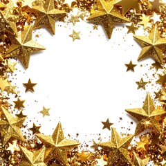 Gold star confetti border on white background (3)
