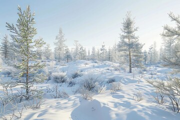 Obraz premium Winter tundra landscape nature scenery weather.
