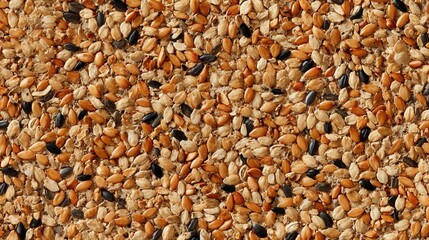 Close-up texture of multigrain bread crust with various healthy seeds