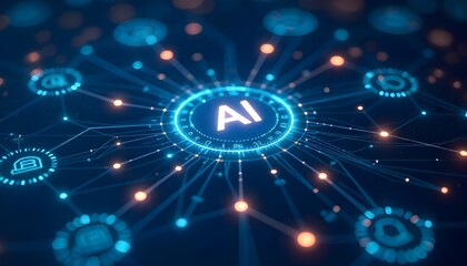 Obraz premium AI workflow automation artificial intelligence software interface nodes triggers data tool dashboard coding icon flow process technology 3d rendering.