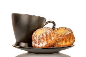  Sweet homemade cupcakes isolated on white background, close-up.