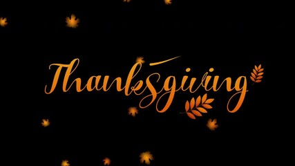 happy thanksgiving themed design with overlay leaves on black background. Suitable for autumn promotions, birthday, greating and etc