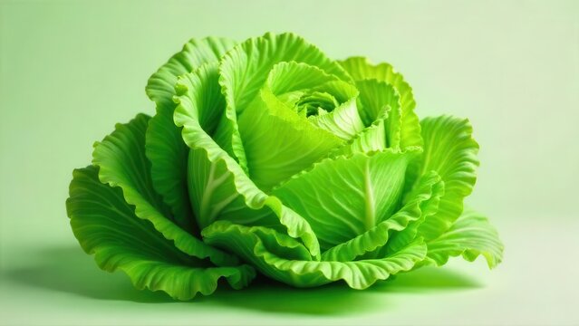 A vibrant green cabbage arranged in the elegant form of a rose, showcasing the intricate details of its leaves against a soft, muted background