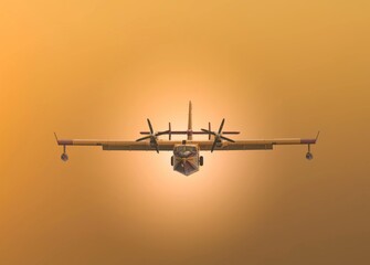 Closeup of flying aircraft