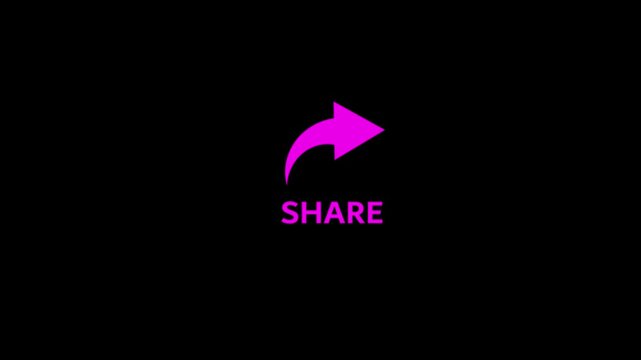 share button animation button on black background,Click on share button.