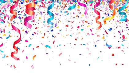 Colorful confetti and streamers on white background (4)