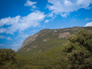 青空と雄大な山並みが広がる自然の風景