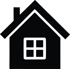Simple black house icon with window real estate home property symbol simple dwelling residential building residence icon