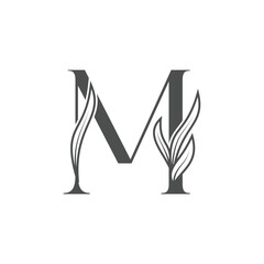 Floral Letter M Monogram Logo Design