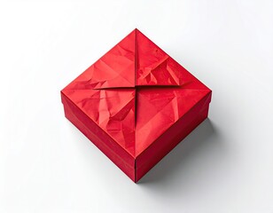 Red gift box with wrinkled paper