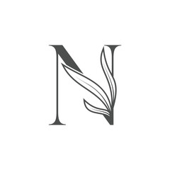 Floral Letter N Monogram Logo Design