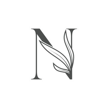 Floral Letter N Monogram Logo Design