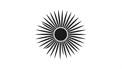 Black sunburst emblem on white background