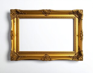 Gold ornate picture frame against a white background