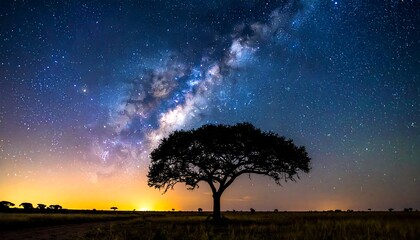 Starry night, lone tree