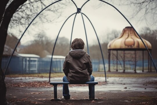 Playground sitting child outdoors.