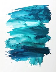 Abstract painting with teal and turquoise brushstrokes