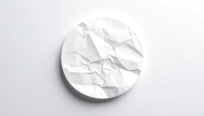 Crumpled white circle on white background (1)