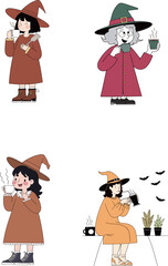 Witches Enjoying Coffee