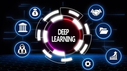 Digital network with deep learning concept and interconnected icons for finance and technology artificial intelligence - Powered by Adobe
