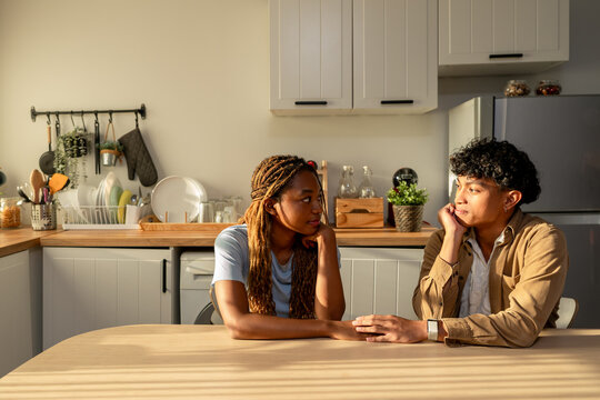 African American young adult couple spending quality time in house. 