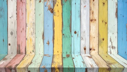Colorful weathered wooden planks
