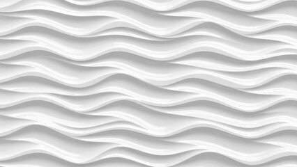 Obraz premium Modern Abstract White Wavy Background. Seamless Smooth Fluid Wave Pattern. Clean Minimalist 3D Texture.