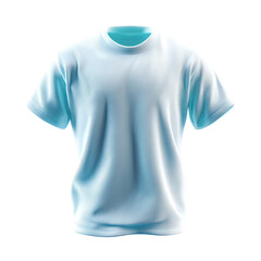 Light blue, short-sleeved crew neck t-shirt, slightly textured, shown on a transparent background