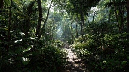 Obraz premium Jungle path sunlight