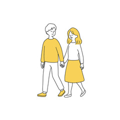illustration of a couple walking and holding hands
