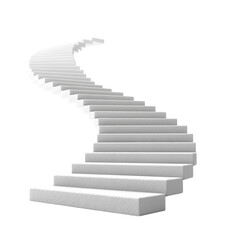 Fototapeta premium White staircase isolated on transparent background, symbolizing aspiration, progress, and the journey to success png transparent