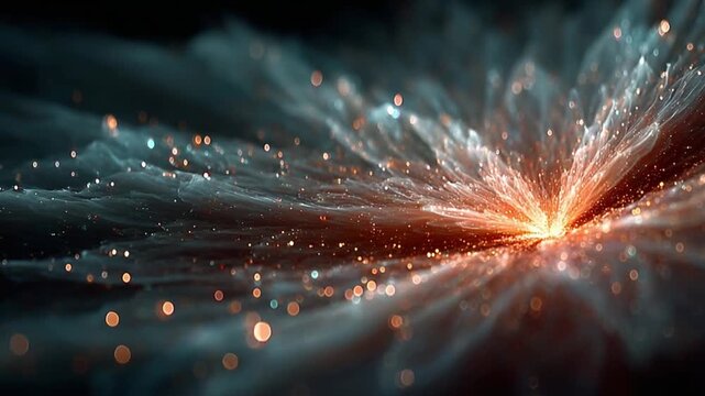 Abstract Glowing Energy: A mesmerizing abstract image of radiating energy, emanating from a central point, like a starburst or a blossoming flower, evokes themes of creation, innovation.