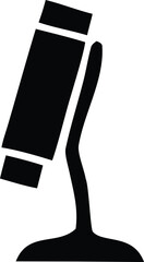 Simple silhouette of a stage microphone icon ready for audio recording or live performance broadcasting symbolizing music and sound.