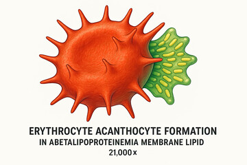 Erythrocyte Acanthocyte Formation in Abetalipoproteinemia Membrane Lipid, Magnified 21,000 Times