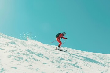 Man playing ski on snow surface sports outdoors skiing.