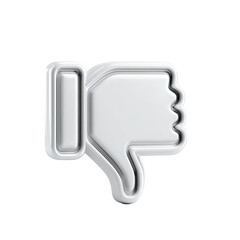 A three-dimensional, off-white thumbs-down icon with a subtle, light-blue outline, rendered in a minimalist style