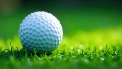 Obraz premium A Close-Up View of a Golf Ball Resting on a Lush Green Course