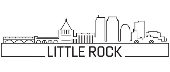 Little Rock Line Art skyline silhouette. Black Little Rock city. with white background