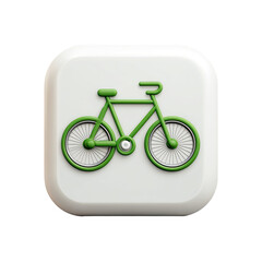 A green bicycle icon on a rounded, white square button