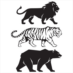 Tiger vector illustration of wild white tiger silhouette animal design