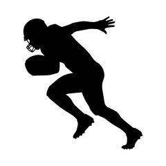 Silhouette of an American football player running with ball