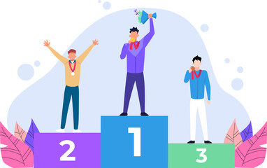 Pixelated Athletes on Podium Celebrating Victory with Colorful Medals on Transparent Background Sportsmanship and Achievement