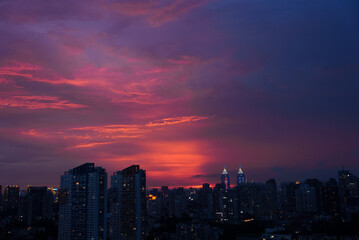 Sunset sky in the city 