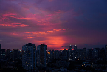 Sunset sky in the city 