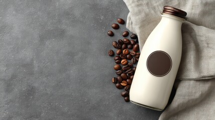 White coffee creamer bottle with a minimalist label