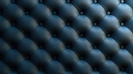 Dark blue tufted leather padded wall texture with buttons seamless background