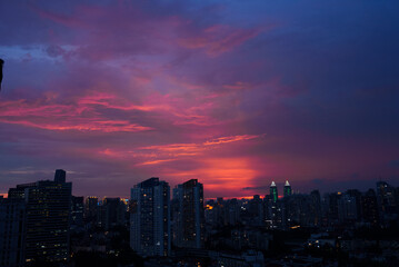 Sunset sky in the city 