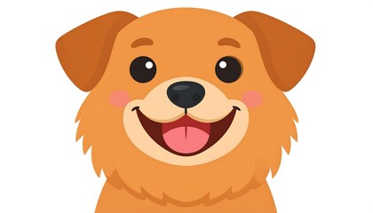 Obraz premium Cheerful cartoon dog with orange fur, big eyes, and an open mouth, displaying its tongue