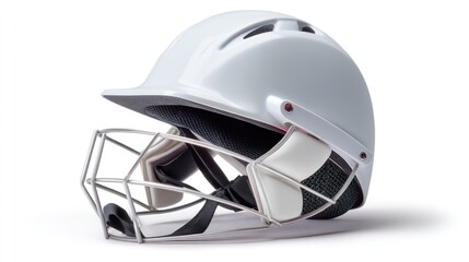 Fototapeta premium White cricket helmet with grill formal and reliable for cricket gear marketing
