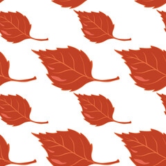 Seamless pattern with red autumn painted leaves on a white background
